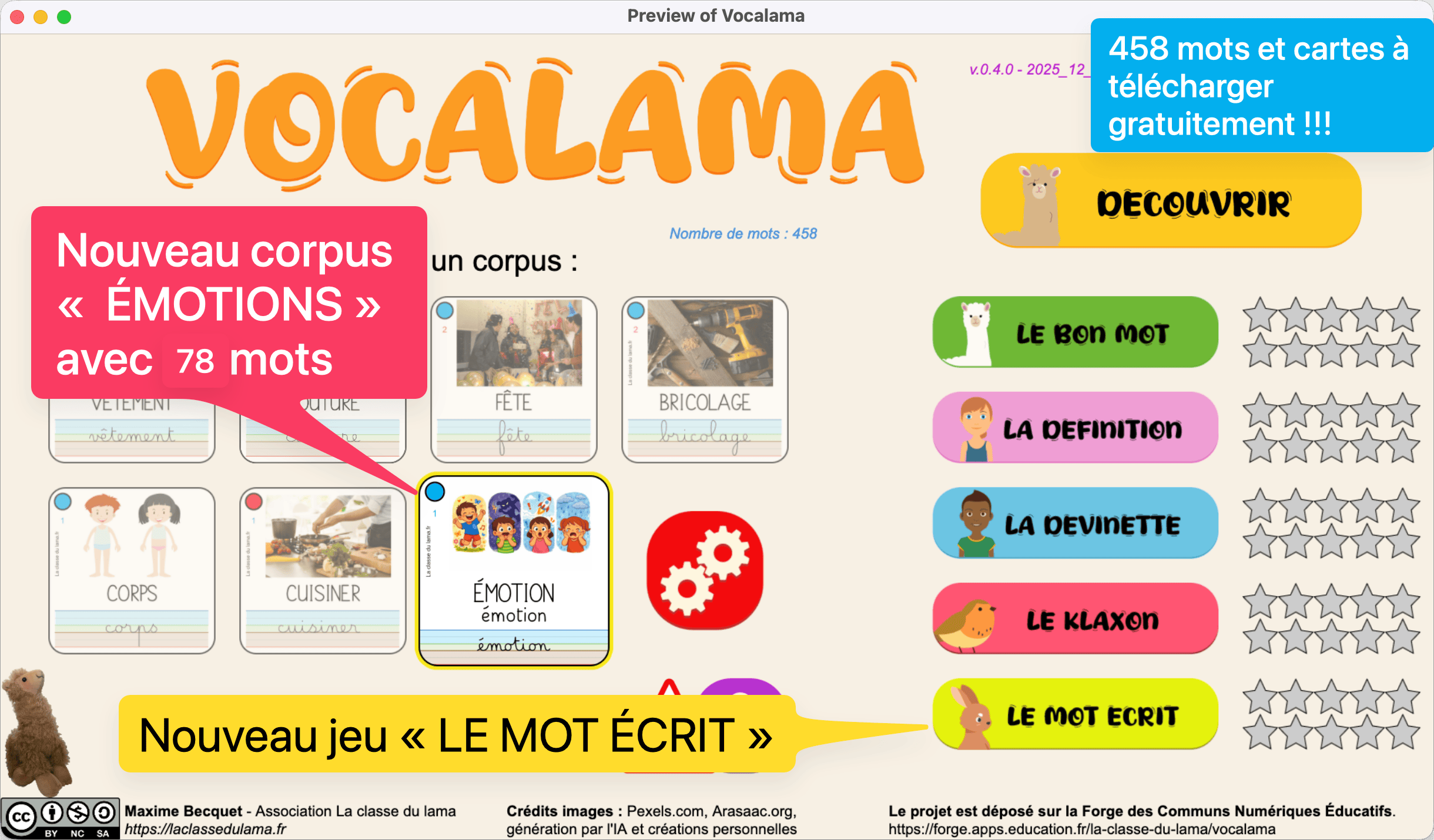 Vocalama mis à jour