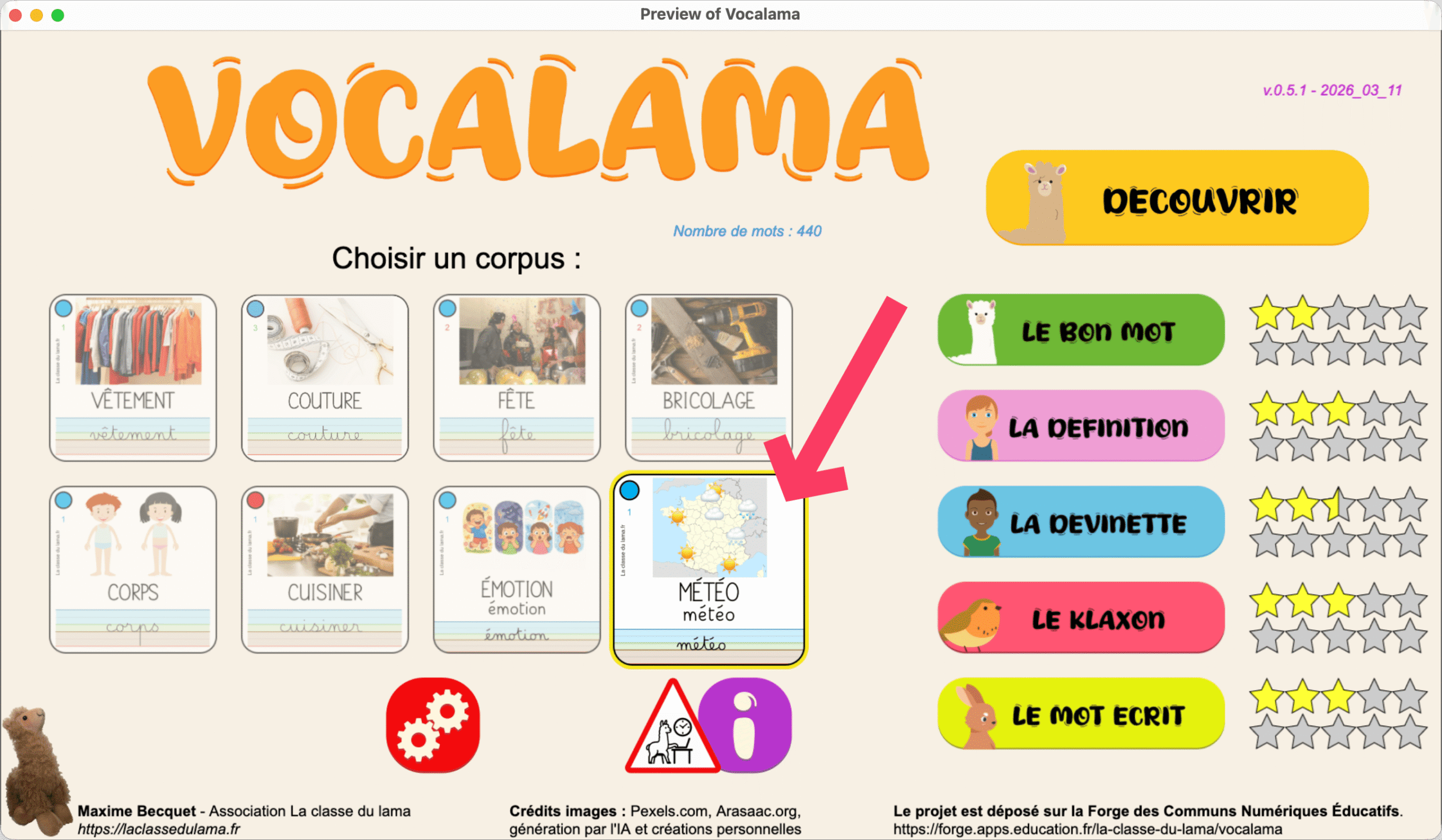 Vocalama : corpus Météo